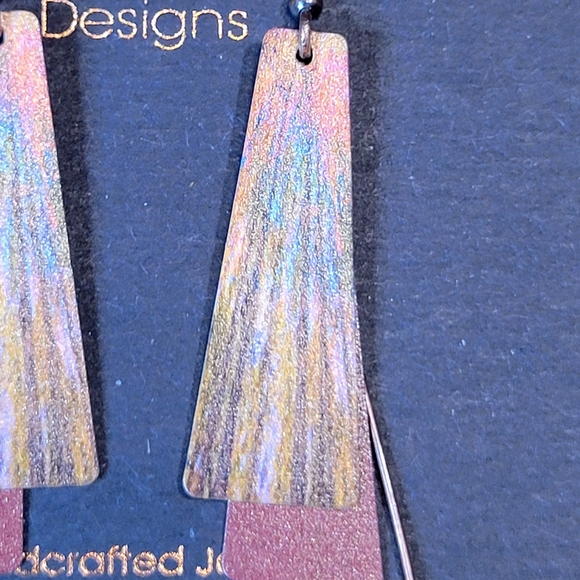 DC Designs NWT Handcrafted Copper Earrings Pierced Autumn Red Trees Nature Print - Picture 7 of 8